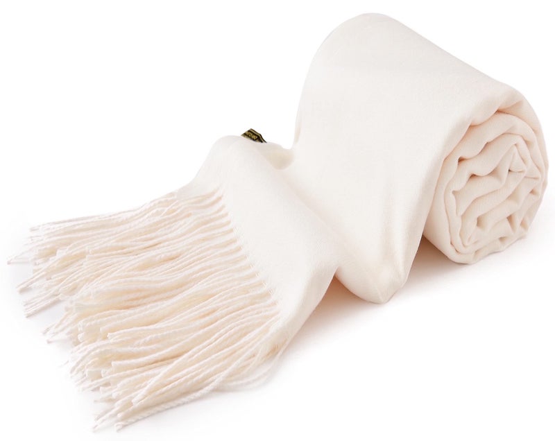 CJ Apparel Ivory Thick Solid Color Tassels Design Cotton Blend Shawl Scarf Wrap Stole Throw Head Wrap Pashmina New - Image 3